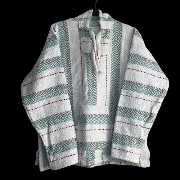 Other - Baja Sol Textiles Adult XL Pullover Hoodie Baja Mexican Poncho Multicolor